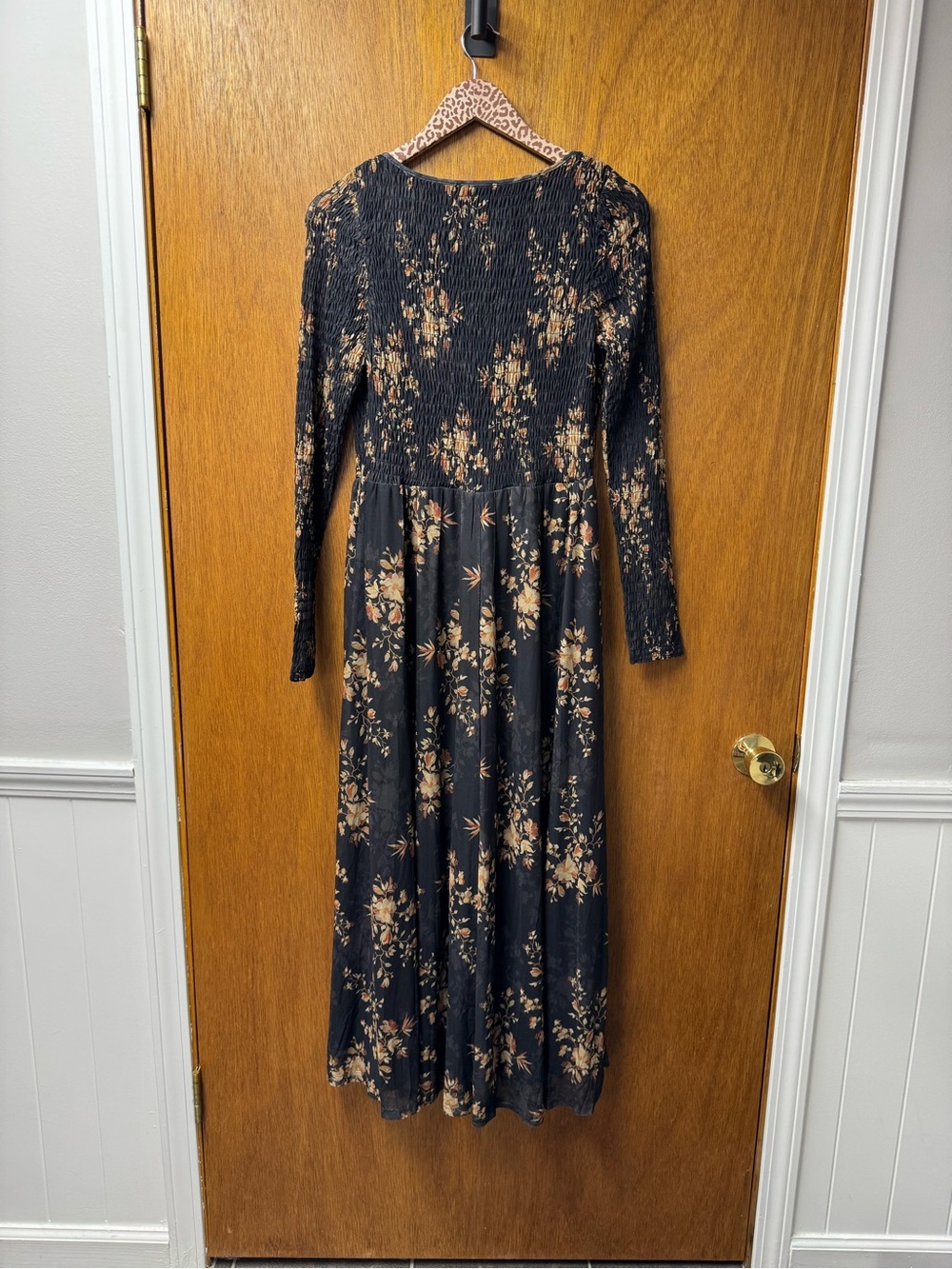 Worth Collective Honor Long Sleeve Maxi Dress Dark Floral Pattern Black Medium - Picture 11 of 12